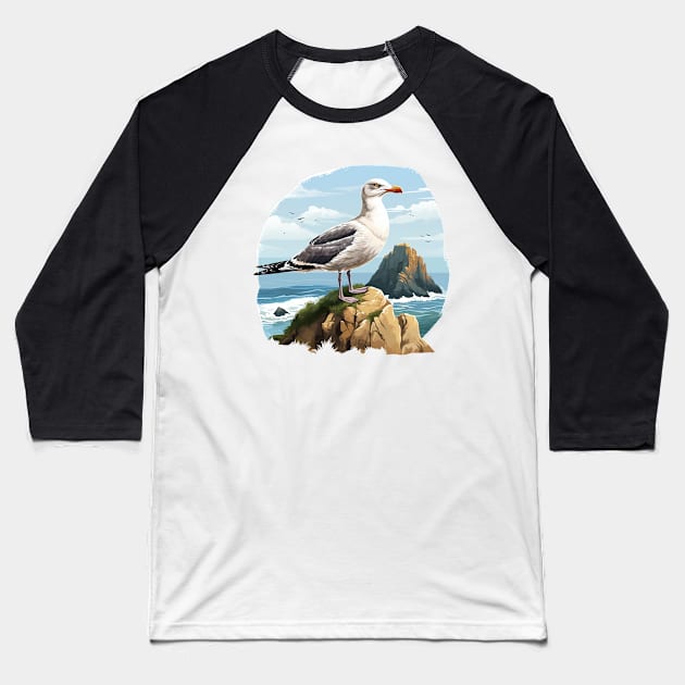 Cute Seagull Baseball T-Shirt by zooleisurelife